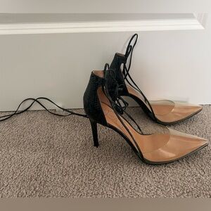 Jessica Simpson Dark green Snakeskin Print Lace-up Stilleto